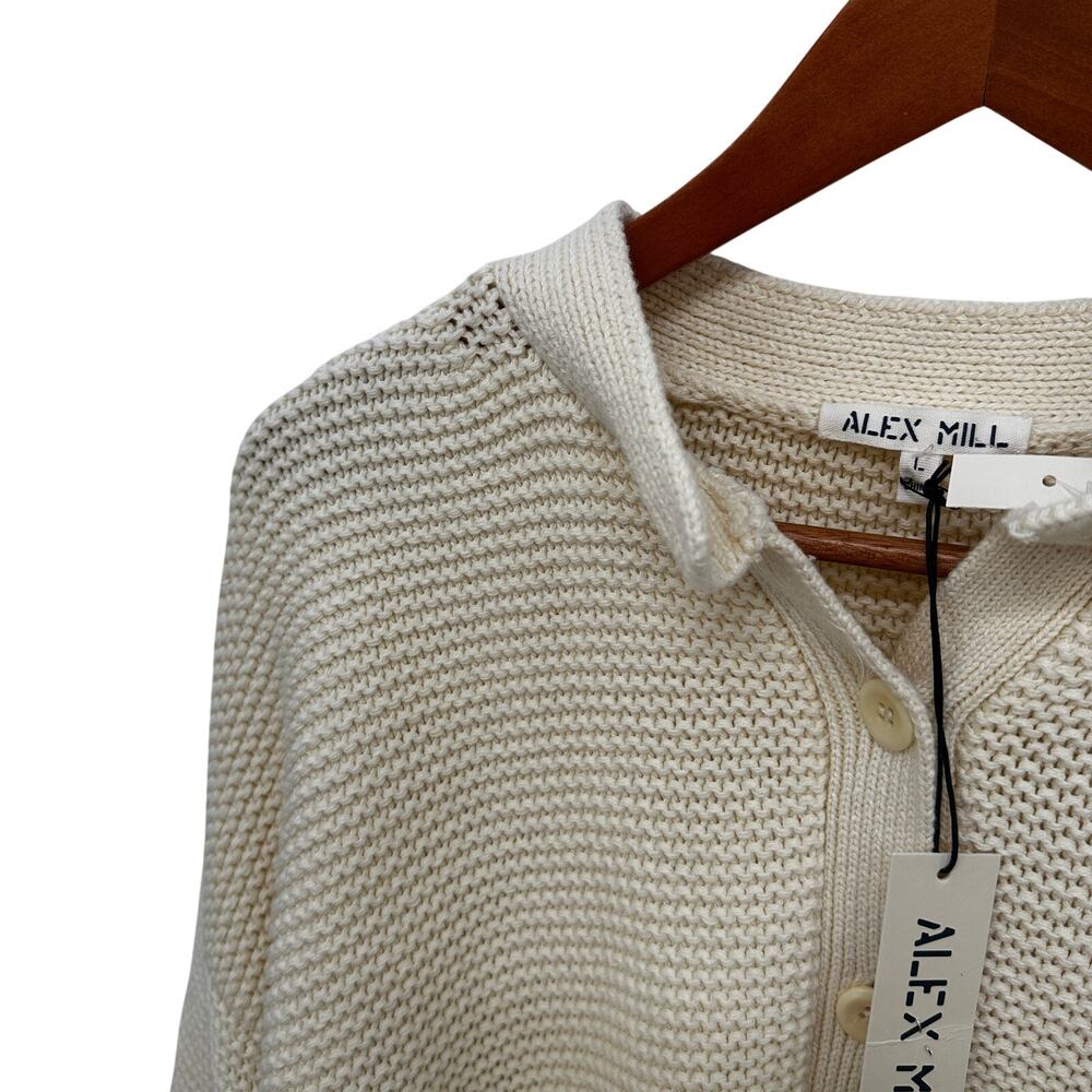 ALEX MILL NWT Evereve Nico Cotton Knit Button Front Cardigan in Ivory // L - Picture 8 of 15